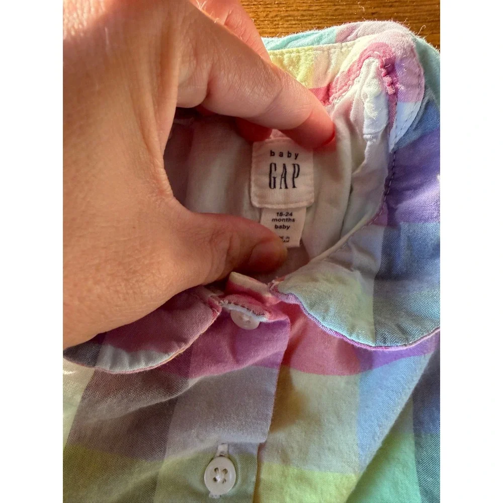 Baby Gap Rainbow‎ Plaid Dress Toddler 18-24 Months Peter Pan Collar Cotton Multi